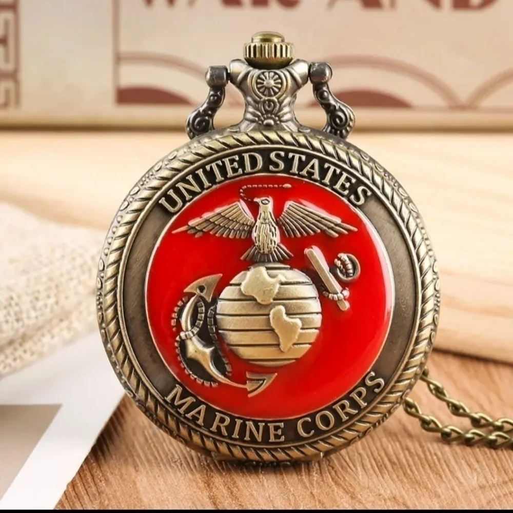 New Men's United States marine corps pocket watch necklace gift